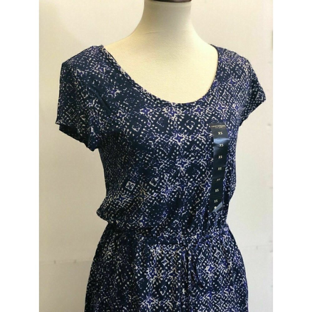 Lucky Brand Womens Tile Print Drawstring Dress xs - Picture 10 of 12